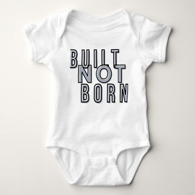 Built Not Born – Hustle & Discipline Text DT-Shirt Baby Strampler (Vorderseite)