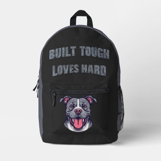 Built Tough Pit Bull - Bully Dog Lover Bedruckter Rucksack (Vorderseite)