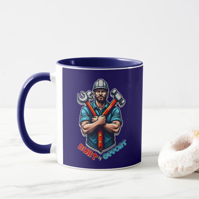 Built with Effort Construction Worker Design Tasse (Mit Donut)
