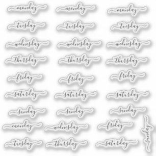 BuJo Tageskleber - 4 Wochen - transparent. Aufkleber