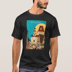 Bukarest City Romania Travel Watercolor Artwork P T-Shirt