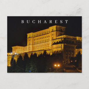 Bukarest Gebäude Nachtansicht Postkarte