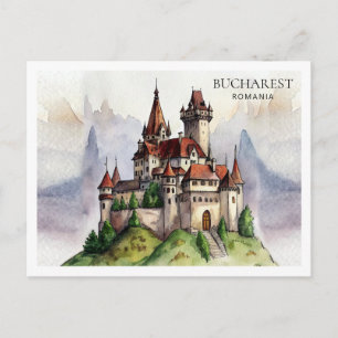 Bukarest Rumänien Altstadt Aquarell Kunst Feiertagspostkarte