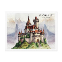 Bukarest Rumänien | Altstadt Wasserfarben Kunst, D