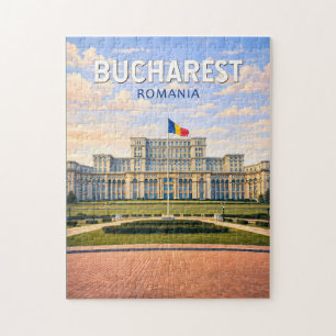 Bukarest Rumänien Illustration Reise Kunst Vintage Puzzle