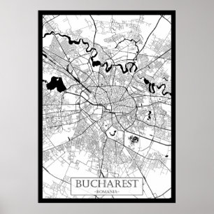 Bukarest Rumänien Karte Poster