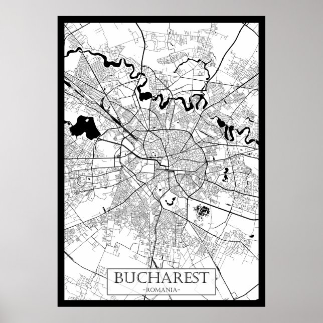 Bukarest Rumänien Karte Poster (Vorne)