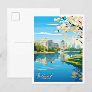 Bukarest Rumänien Kunst Vintage-Reiseillustration Postkarte