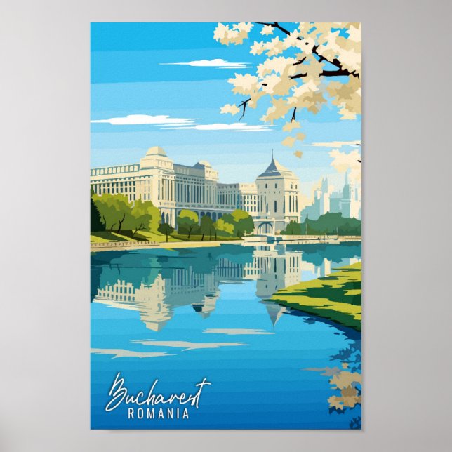 Bukarest Rumänien Kunstzeitschrift für Reisen Poster (Vorne)