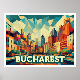 Bukarest Rumänien Reisen künstlerisch farbig Poster