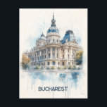 Bukarest Rumänien Reisen Postkarte<br><div class="desc">Diese Reisepostkarte, in digitaler Illustration, wird von der Stadt Bukarest Rumänien inspiriert.</div>