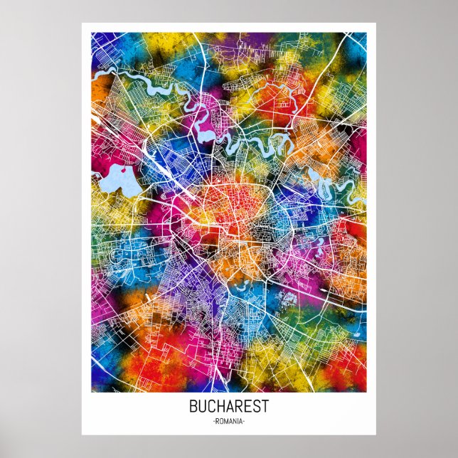 Bukarest Rumänien Stadtkarte Poster (Vorne)
