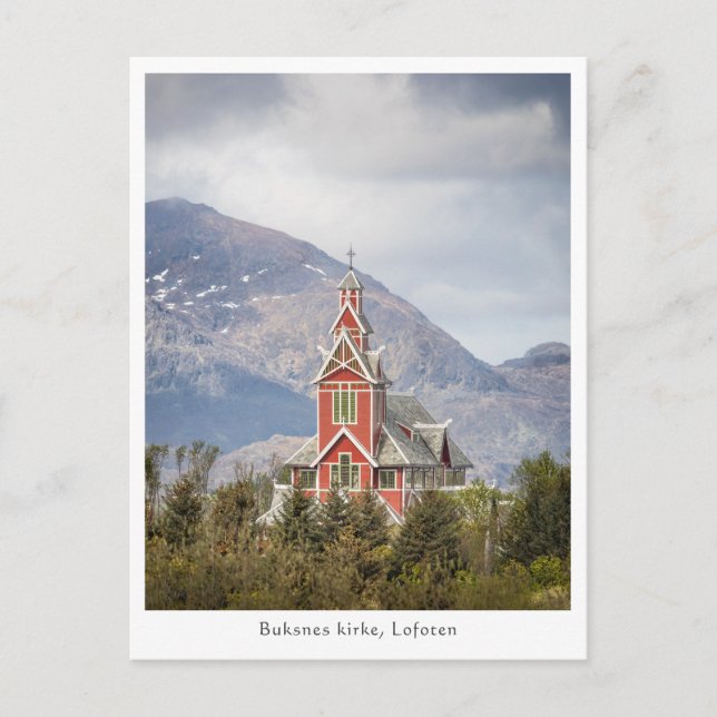 Buksnes Church Lofoten Norwegen Postkarte (Vorderseite)