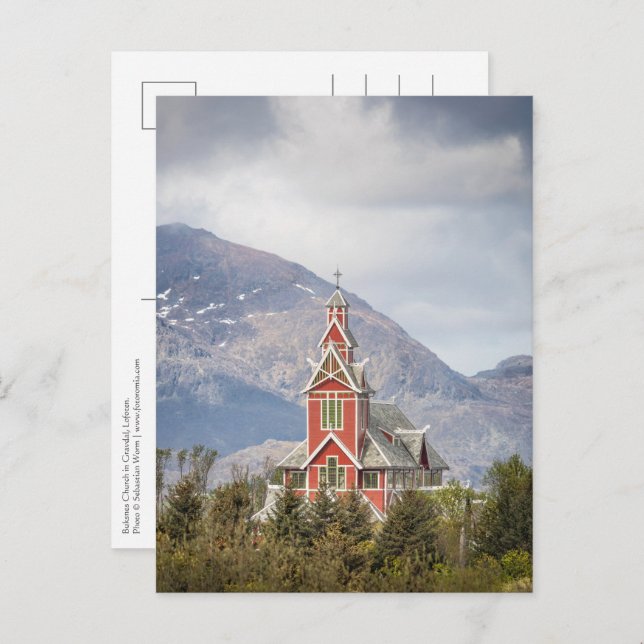 Buksnes Church Lofoten Norwegen Postkarte (Vorne/Hinten)