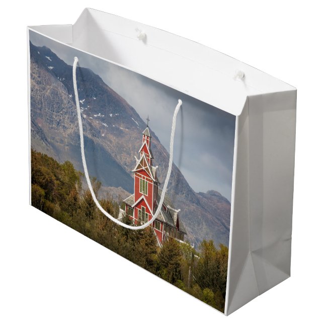 Buksnes kirke Lofoten Große Geschenktüte (Rückseite Schrägansicht)