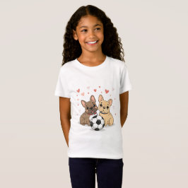 Buldog Francés with soccer ball Valentine's Day T-Shirt