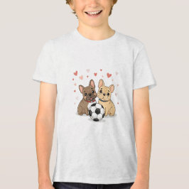 Buldog Francés with soccer ball Valentine's Day Tri-Blend Shirt
