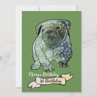 Buldog Welppy zum Geburtstag Einladung French Bull