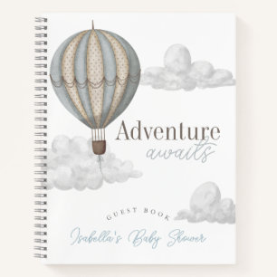 Bule Heißluftballon Baby Shower Gästebuch Notizbuch