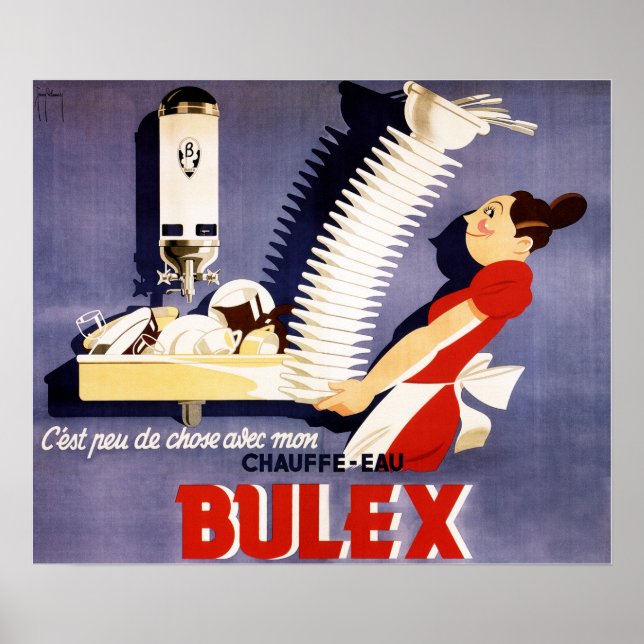 BULEX Belgische Warmwasserbereitung Vintage Werbun Poster (Vorne)