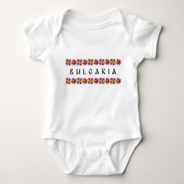Bulgaria Ländersymbol Text Folk motif tradi Baby Strampler (Vorderseite)
