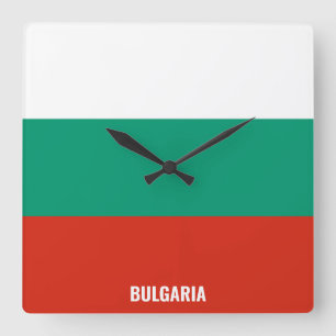 Bulgaria National Flag Patriotic Quadratische Wanduhr