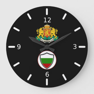 Bulgarian flag-coat arms large clock große wanduhr