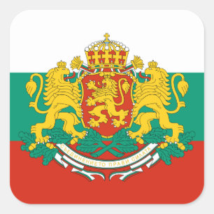 Bulgarian Flag & Coat of Arms, Flag of Bulgaria Quadratischer Aufkleber