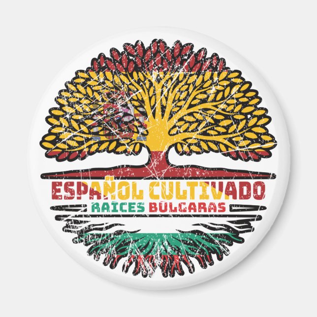 Bulgarien Bulgarisch Spanien Spanisch Baumwurzeln  Magnet (Vorne)