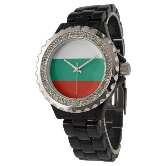 Bulgarien-Flagge Armbanduhr (Schrägansicht)