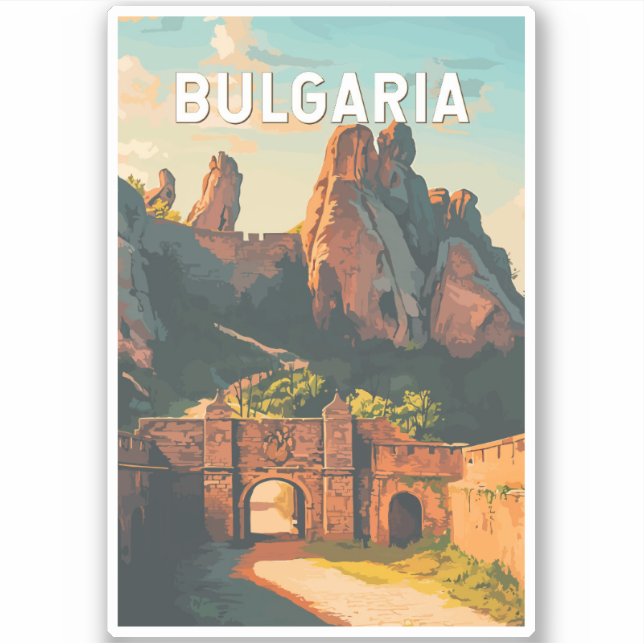 Bulgarien Illustration Travel Art Vintag Aufkleber (Vorderseite)