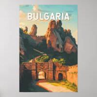 Bulgarien Illustration Travel Art Vintag