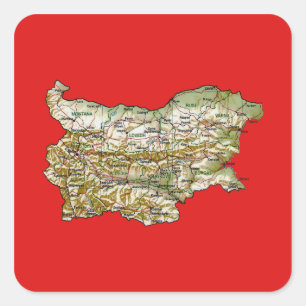 Bulgarien-Kartenaufkleber Quadratischer Aufkleber