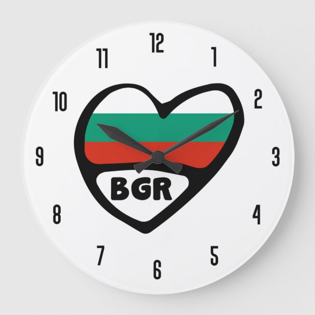 Bulgarien Ländercode BGR Flaggenmitte Große Wanduhr (Vorderseite)