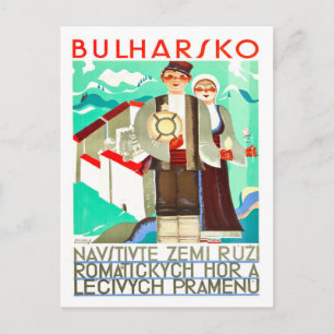 Bulgarien, Paar in Volkstrachten, Vintage Postkarte