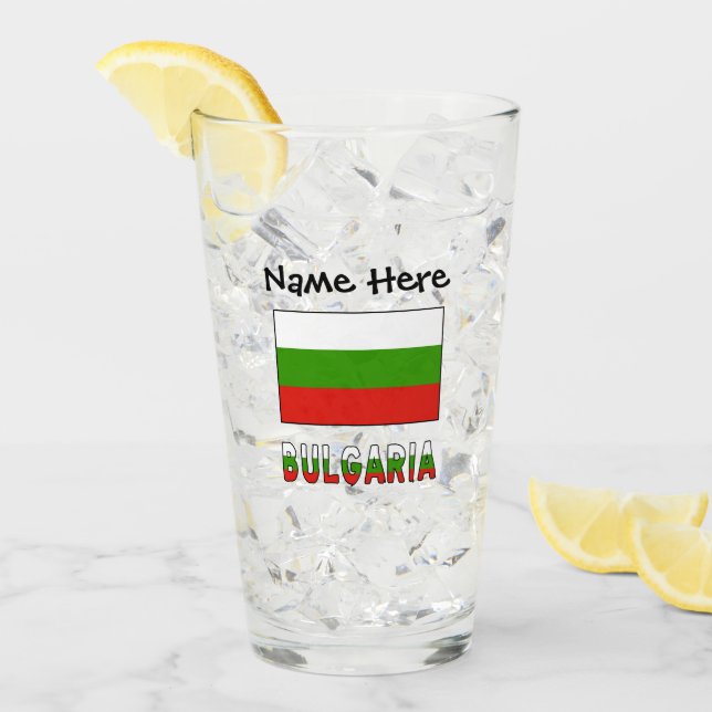 Bulgarien und die bulgarische Flagge Personalisier Glas (Vorderseite Ice)