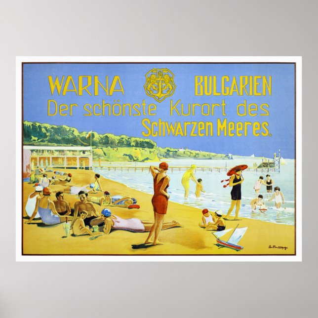 Bulgarien Warna Vintage Reiseplakat wiederhergeste Poster (Vorne)