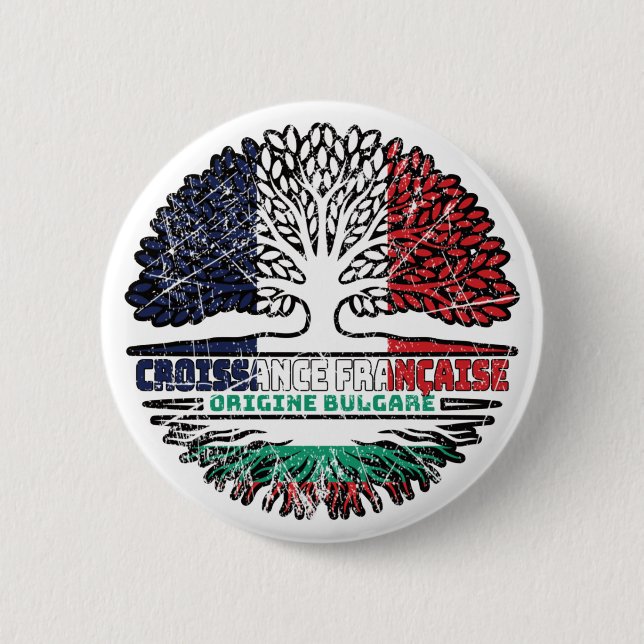 Bulgarisch-Französisch-Tree-Roots-Flag Button (Vorderseite)