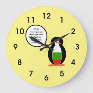 Bulgarisch sprechende Ms. Penguin personalisiert Große Wanduhr