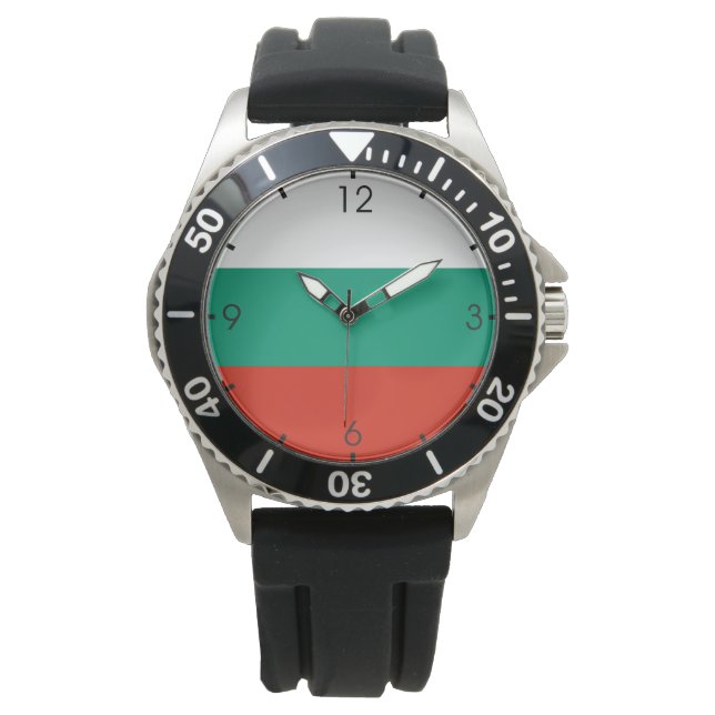 Bulgarische Flagge (Bulgarien) Armbanduhr (Vorderseite)