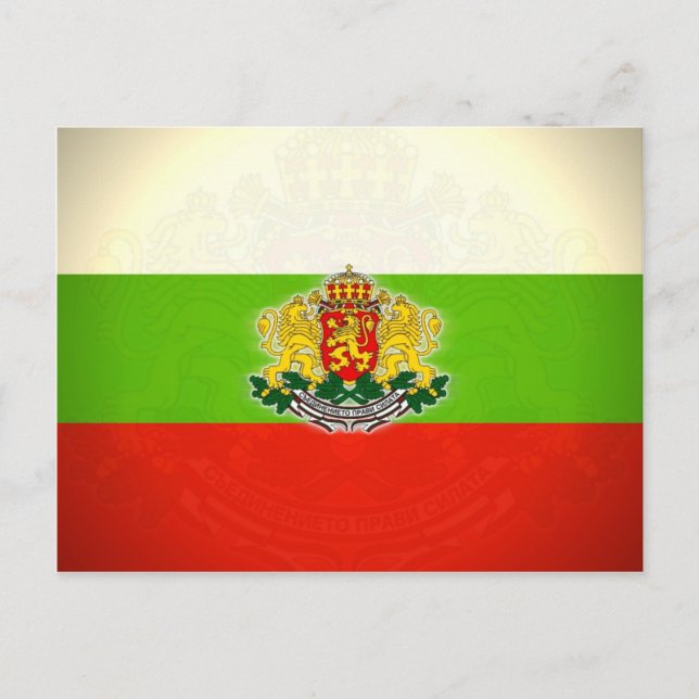 Bulgarische Flagge mit Wappen Postkarte (Vorderseite)