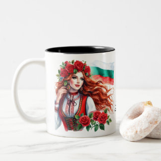 Bulgarische Flagge Tradition Folklore Frauen Rote Zweifarbige Tasse
