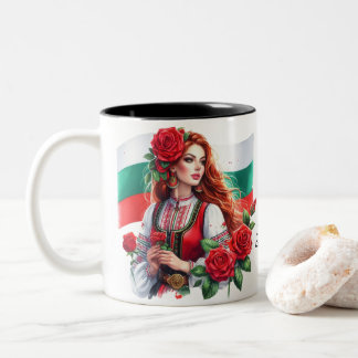 Bulgarische Flagge Tradition Folklore Frauen Rote Zweifarbige Tasse