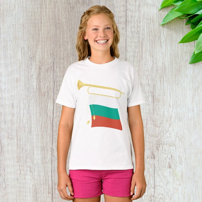Bulgarische Flagge und Bugle T-Shirt (Von Creator hochgeladen)
