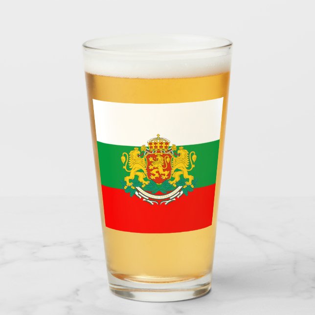 Bulgarische Flagge+Wappen  Glas (Vorne (Gefüllt))