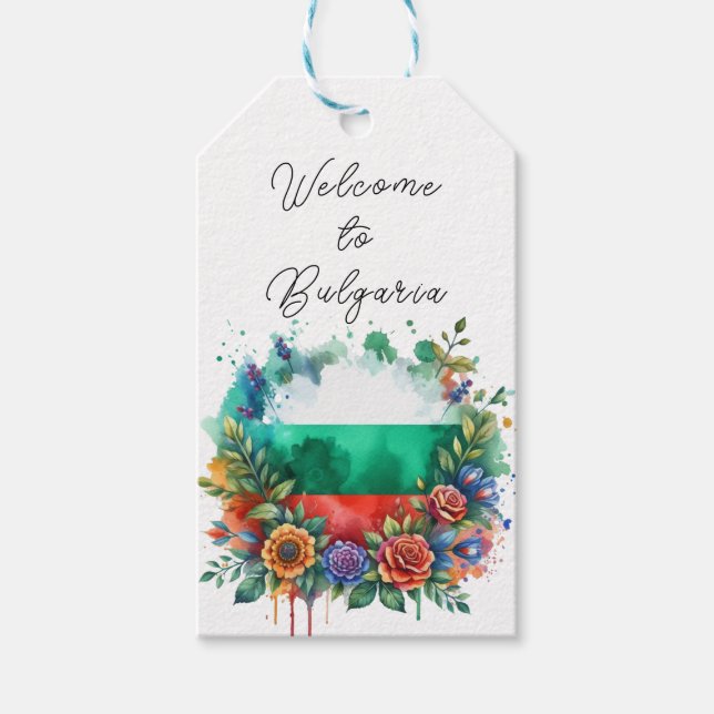 Bulgarische Flaggenflagge Willkommen Geschenkanhänger (Vorderseite)