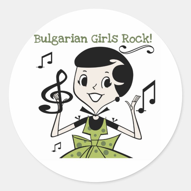 Bulgarische Girls Rock Runder Aufkleber (Vorderseite)