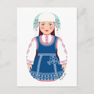 Bulgarische Postkarte Matryoshka