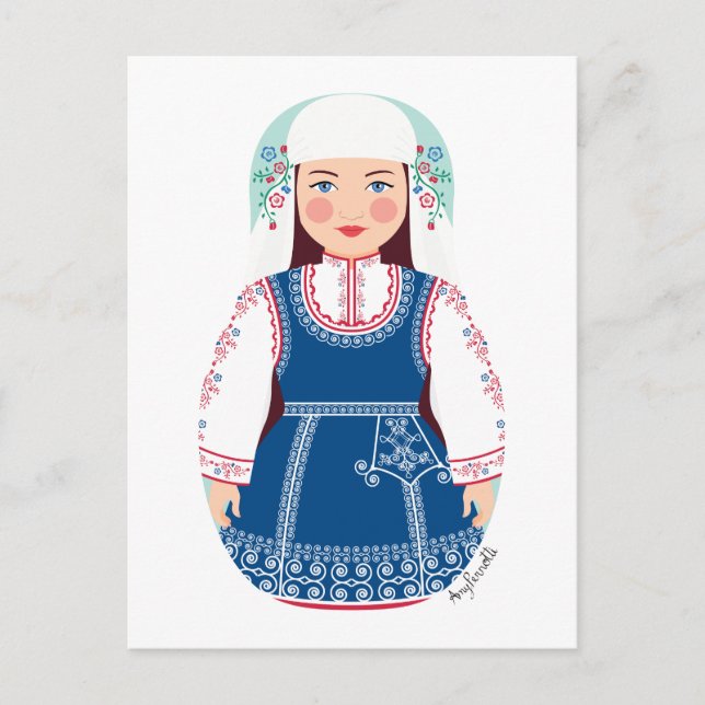 Bulgarische Postkarte Matryoshka (Vorderseite)