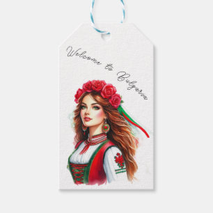 Bulgarische Rose Wasserfarbe Folklore Willkommen Geschenkanhänger